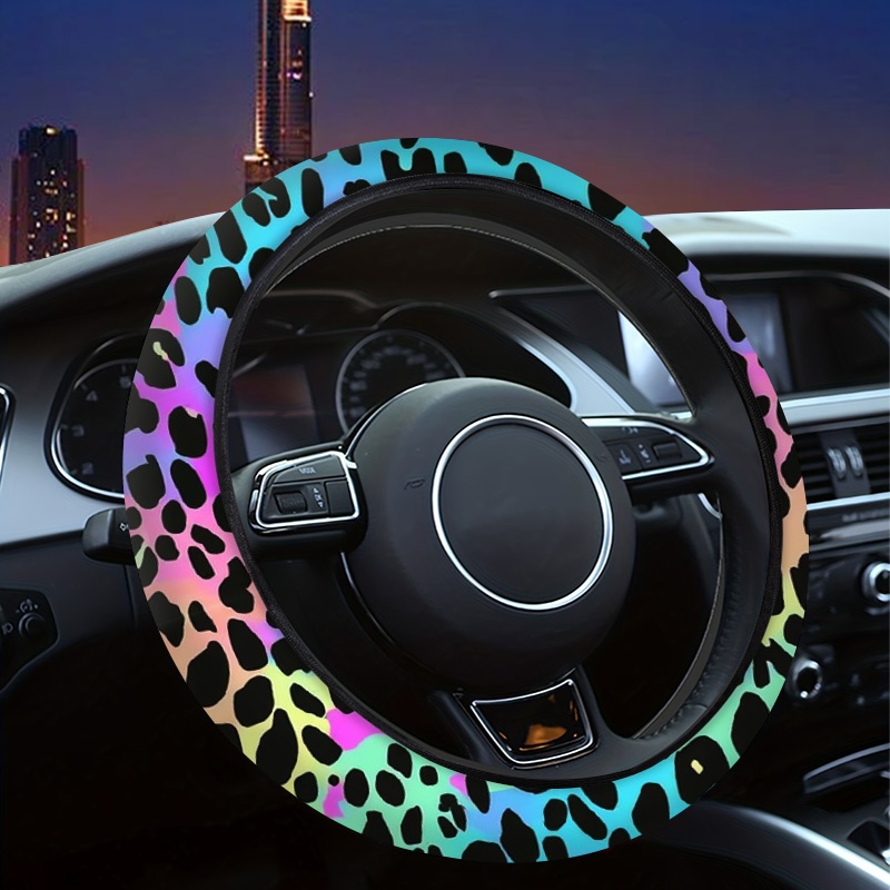 TEMU Leopard Print Steering Wheel Cover, Material, Stylish Digital Printing, Suitable For Husband Or Brother, Perfect Christmas Or Birthday Thank You