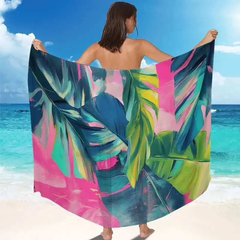 * Banana Leaf Series Pattern Beach Sarong, Semi-Transparent Elegant * Style Beach Wrap Skirt, Decorative Beach Towel Beach Dress, Women's Swimwear * Banana Leaf Series Pattern Beach Sarong, Semi-Transparent Elegant * Style Beach Wrap Skirt, Decorative Beach Towel Beach Dress, Women's Swimwear
