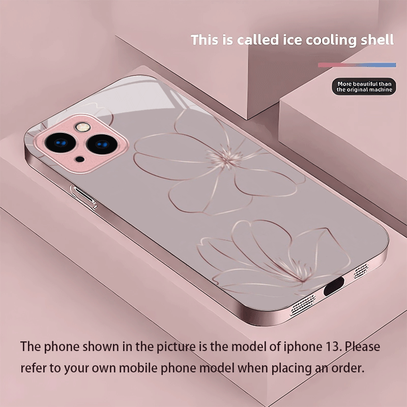 TEMU Phone Case: Premium Floral New Metal Paint Tempered Glass Phone Case For Iphone 16/16 Plus/16 Pro/16 Pro Max/ Plus/15 Pro/15 Pro Max/14/14