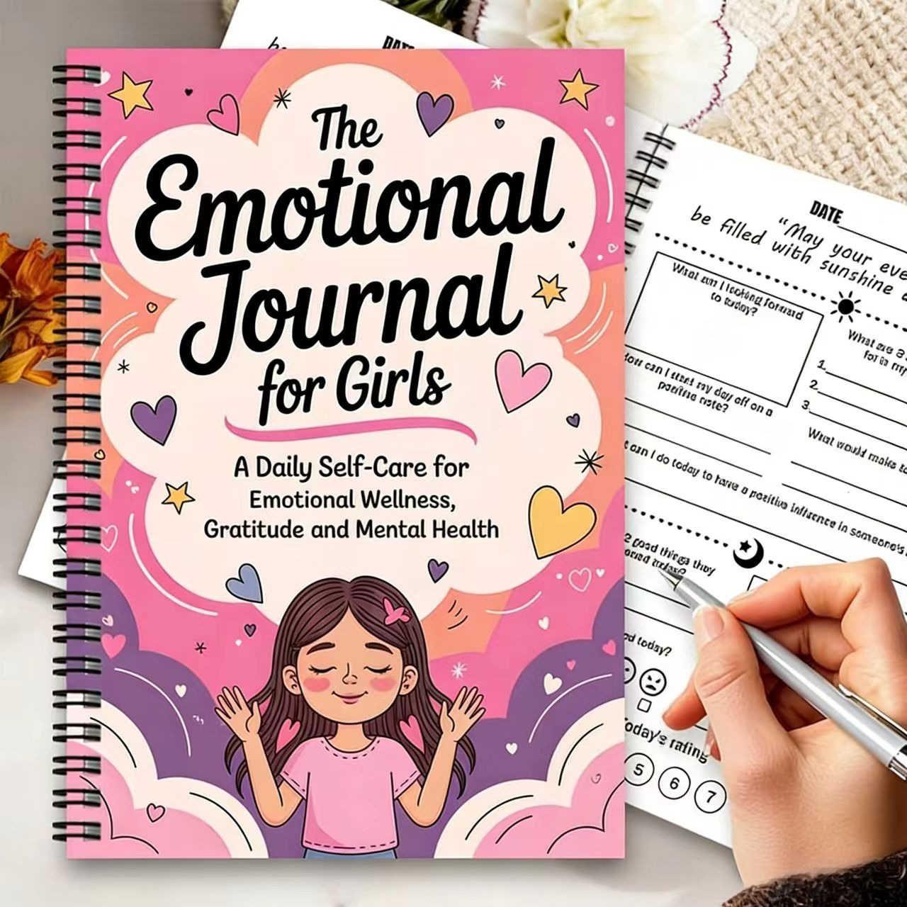 TEMU Carnet à spirale esthétique pour émotionnel, lot de 1, journal de suivi de l', liste de contrôle quotidienne de soins personnels pour mentale et