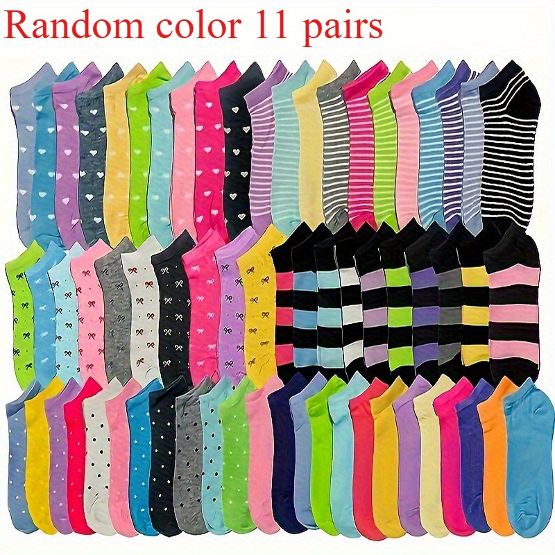 22pcs/11 Pairs Cartoon Graffiti Pattern Ankle Socks | Comfortable Breathable, Fabric, Hand Wash Only