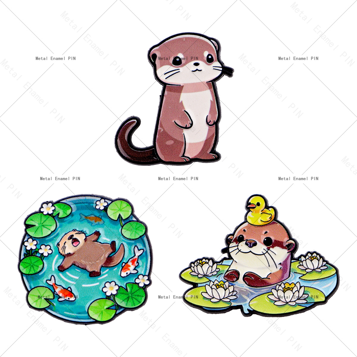 E-shop Set mit 3 bezaubernden Otter-Emaille-Anstecknadeln zur Dekoration von , Kleidung, Rucksäcken und als Geschenk für Freunde