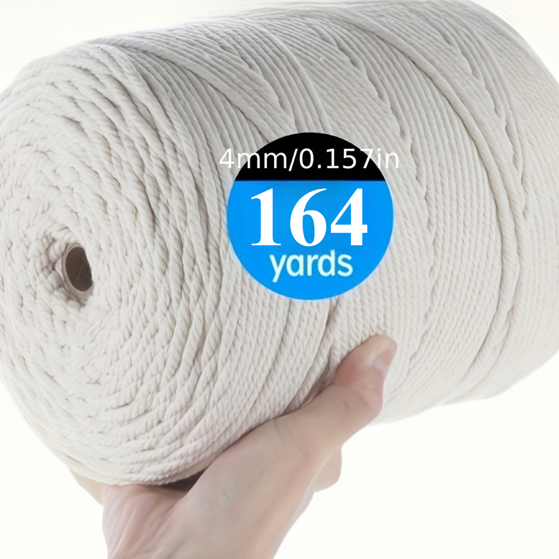 TEMU Corde de macramé blanche de haute qualité 150m/164yds | 4mm d'épaisseur, polyester durable, idéale pour l'artisanat, le tissage décoratif, la