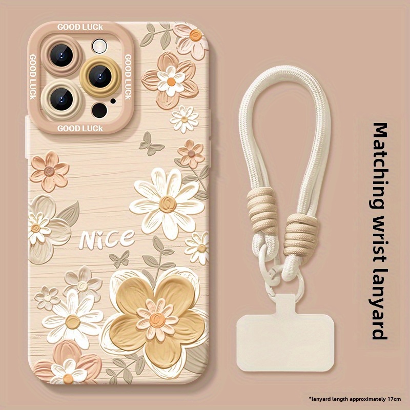 TEMU Étui Téléphone : pour Apple 16promax, Nouvelle Coque 2025, Iphone16 Transparent -jaunissement, 14plus, Peinture à l'Huile Fleurs, 15 16 13/12,