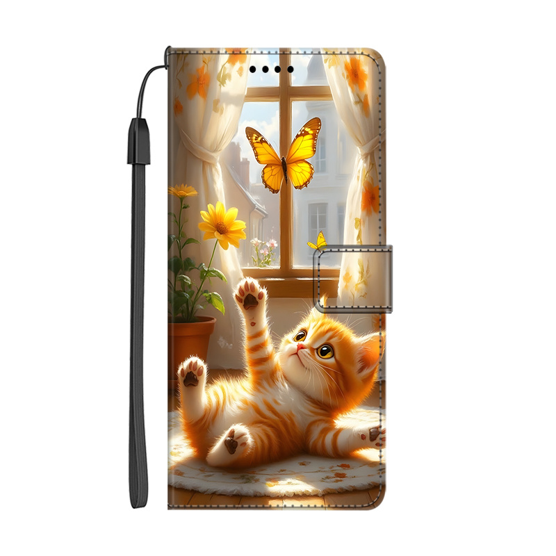TEMU Phone Case: Sunny Cat Flip Wallet Phone Case Suitable For Galaxy A90 A72 A71 A70 A60 A56 A55 A54 A53 A52 A51 A50 A42 A41 A40 A36 A35 A34 A33 A32