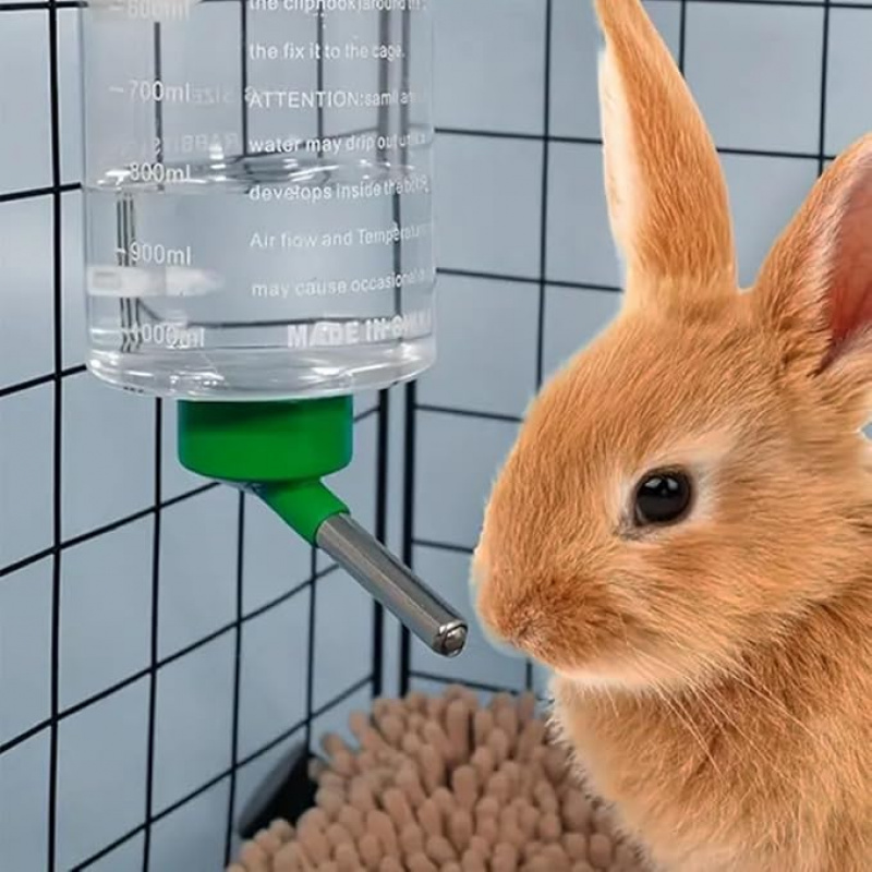 

1000ml Rabbit Water Bottle Dispenser, Plastic Pet Cage Water Feeder, , Leak-proof, Hanging Drinking Device, With Random Color For Rabbits, , Guinea Pigs,