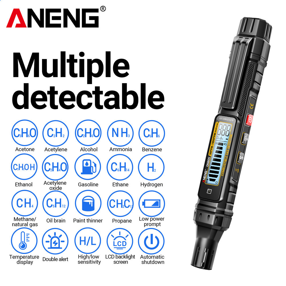   gn805 gas leak detector for     50 1000ppm with sound alarm gas sensitive semiconductor and lcd backlit display tools