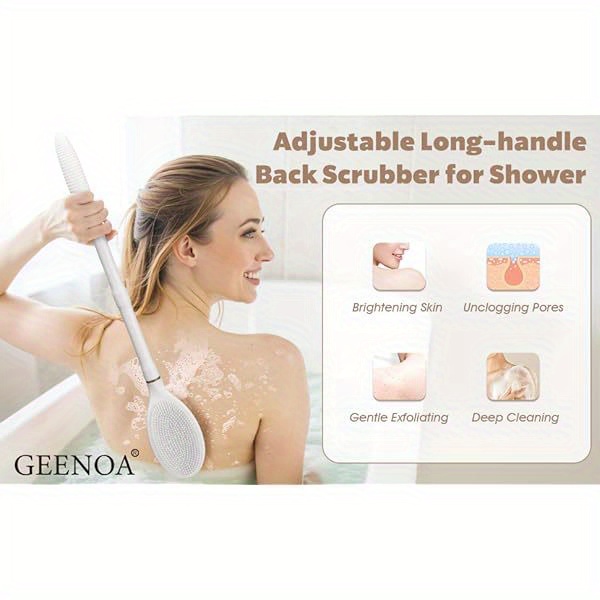 18 9 anti slip corn handle shower back scrubber with large brush head soft bristles 3 in 1 bath brush for lathering cleansing gentle exfoliating deep cleaning   for back   legs pink no battery needed shower scrubber back scrubbing tool ergonomic shower brush durable shower brush Product details 1