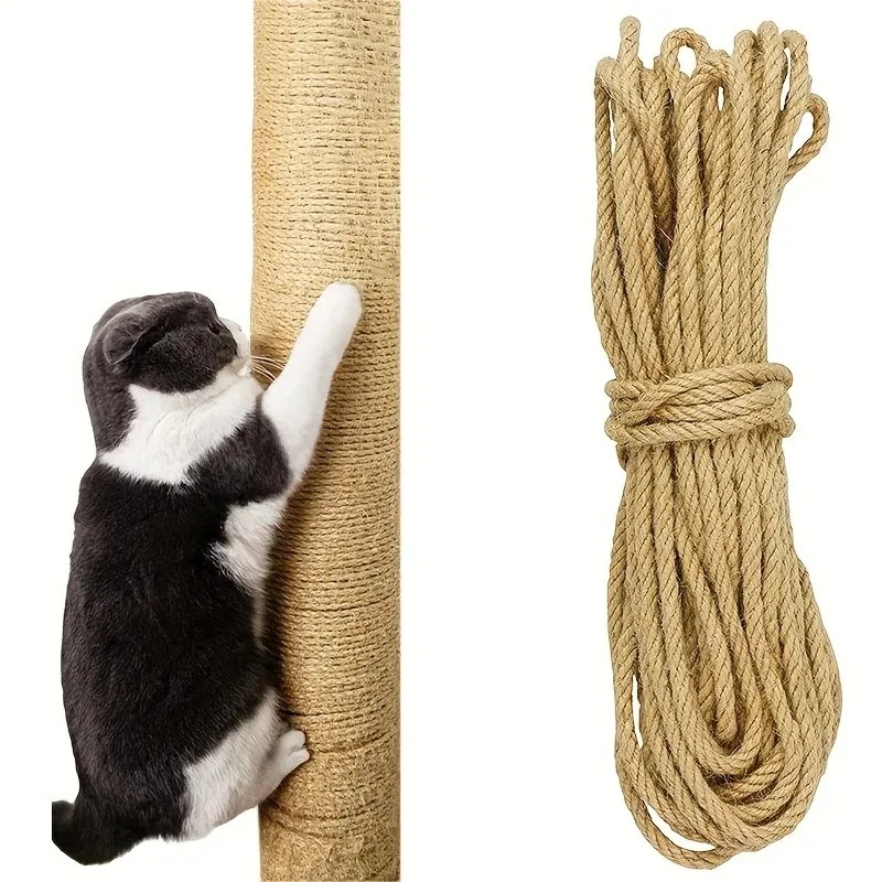 TEMU 20/50m Rope Cat Scratching Post Toy For Protecting Furniture And Claws