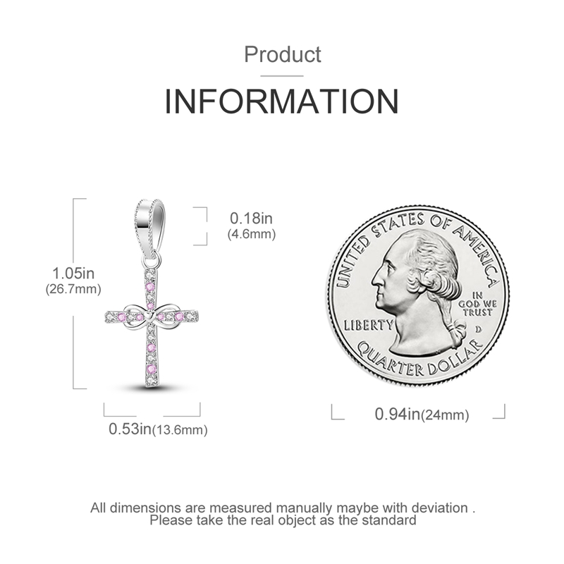 Women's 925 Sterling Silver Heart Infinite Cross Pendant
