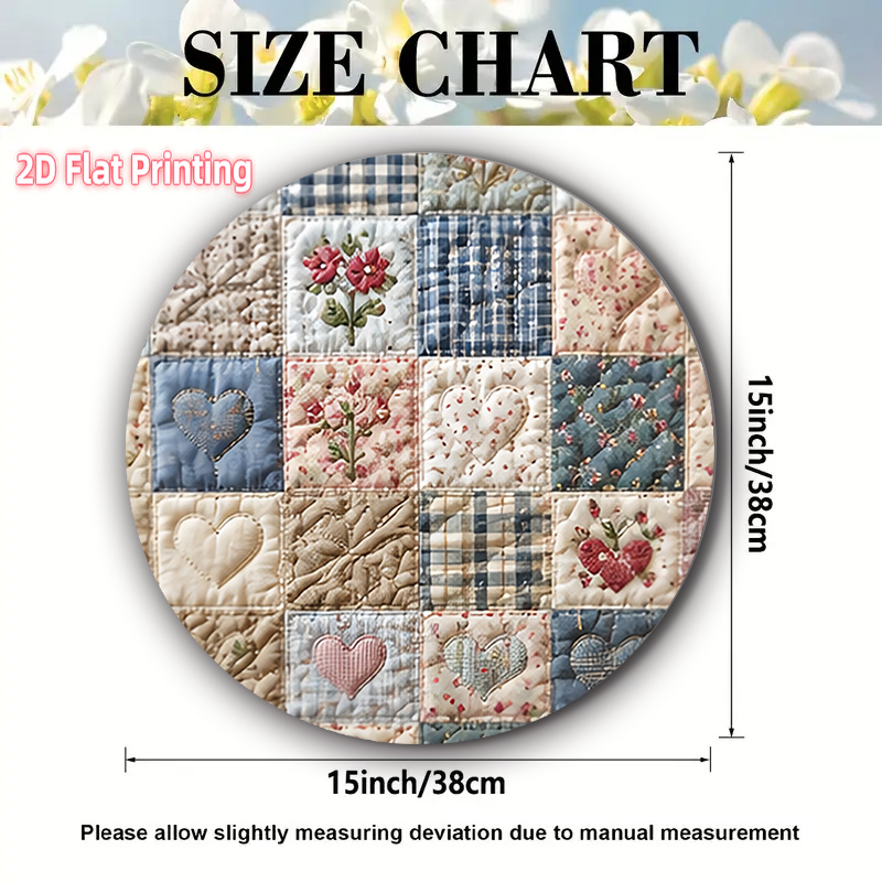 TEMU 4pcs Round Quilt Hearts Placemats - Non-slip Heat-resistant Table Mats Suitable For Restaurants, Kitchens, Christmas & Halloween, Machine