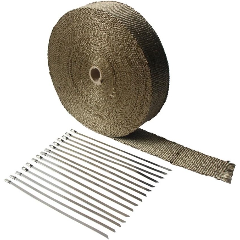 TEMU 2" X 33' Titanium Exhaust Insulation Tape For Car And Motorcycle Exhaust Pipes With Stainless Steel Ties