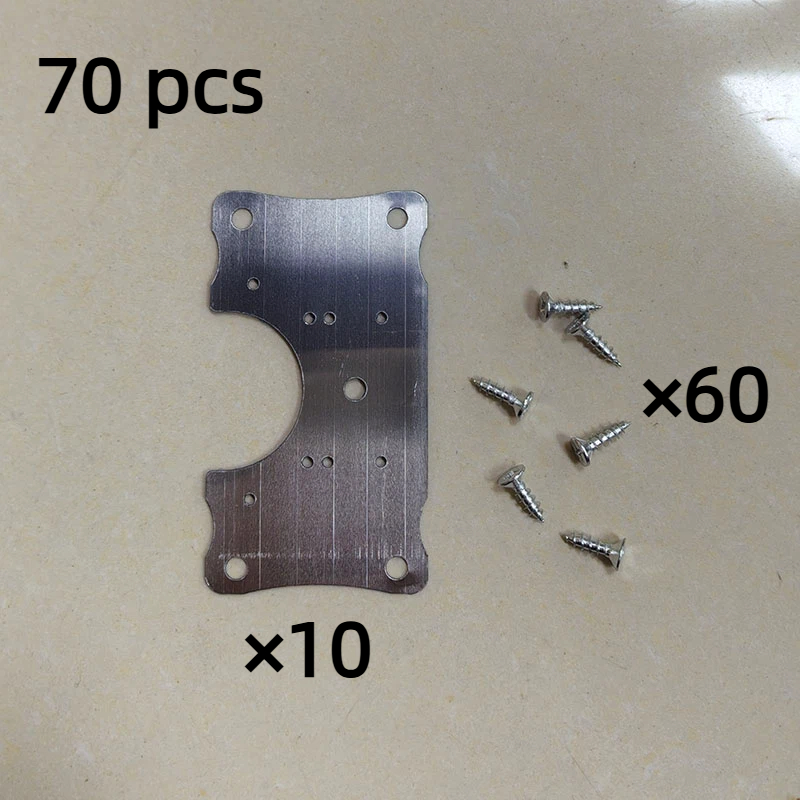 70pcs Heavy Duty Hinge Repair Plate - Cabinet Door Mounting Plate With Screw Holes For Overlay/ Hinges, For Kitchen Cabinets, Furniture, Doors - Durable Metal Construction, Stainless Steel End
