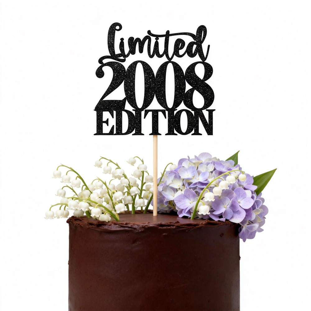 1pc Modern 2008 Cake Topper In Sleek Black - Essential Party Cake Decorating Supplies For An 18th Birthday Or Anniversary