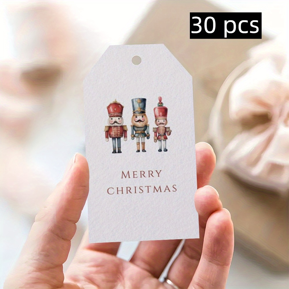 Image of 30/50 Christmas Gift Tags With - Designed With A Chestnut Soldier, Featuring The Text 'merry Christmas', Perfect For Holiday Gifts, Parties, And Collectible Presents, Christmas Decorations
