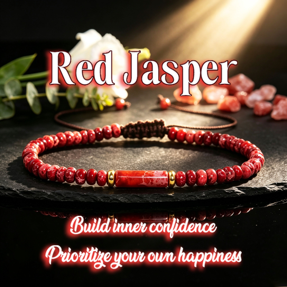 TEMU Sqnutq Jasper Beaded Bohemian Bracelet For Women - Handmade Adjustable Braided Cord With December Birthstone, Stackable Suitable For Daily Wear,
