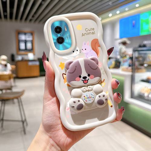 capa de telemóvel - 2 unidades (capa de telemóvel hamster + suporte para cão) adequada para moto e32 (índia) com elegante e confortável para moto e32 (índia)/e13/e14/e15/e22s/e30/e40 capa de telemóvel para o estilo