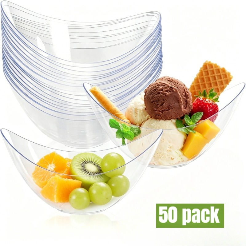 Umigar 50 Count 2oz Mini Dessert Cups - Plastic Dessert Bolws Dessert Plates Appetizer Serving Bowls For Party, Wedding And More