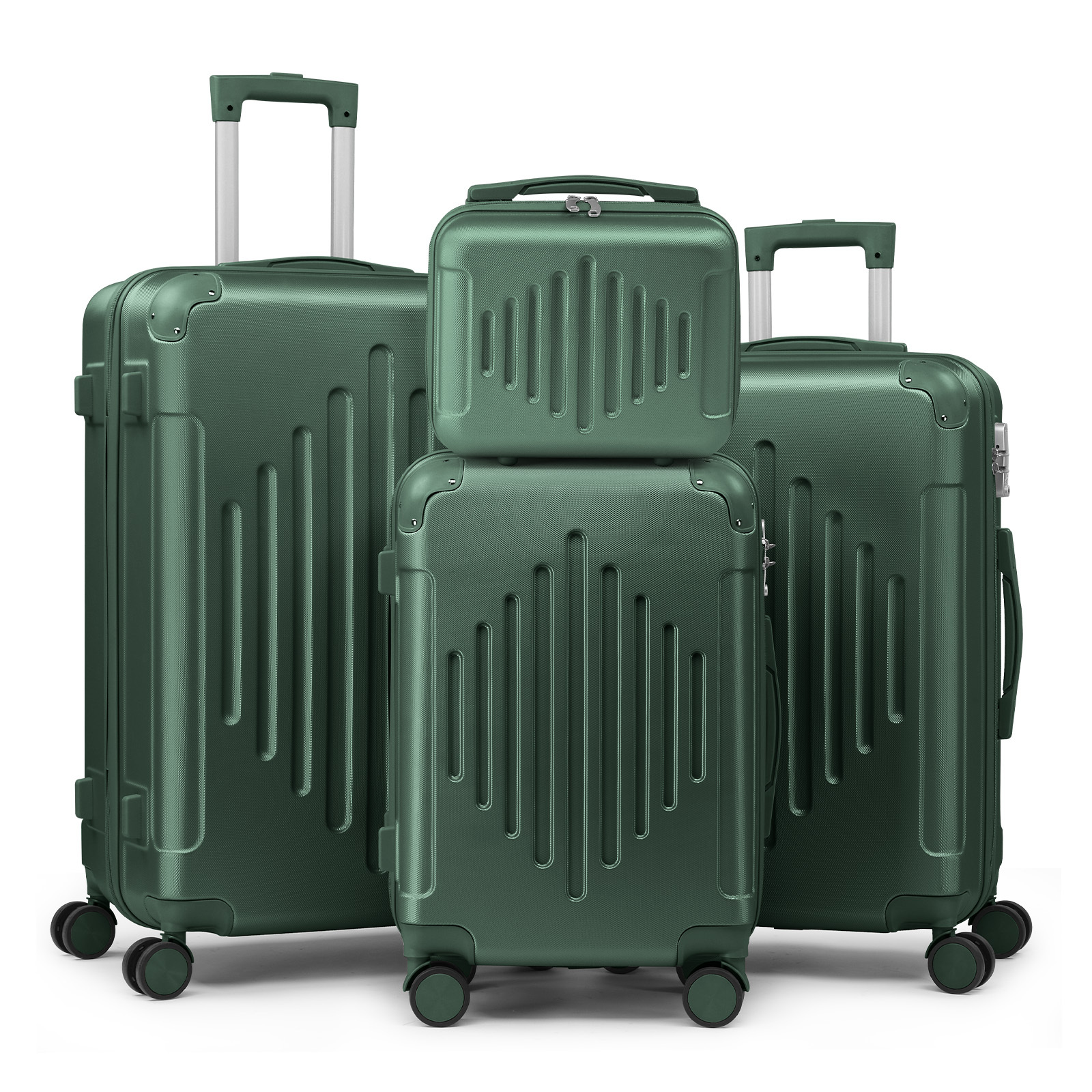 Image of 4pcs Luggage With Corner Protectors, 12/ 20/ 24/ 28-inch, Durable Hard Shell, 360 Spinner Wheels, Multifunctional Large Capacity, Lightweight Travel Suitcase