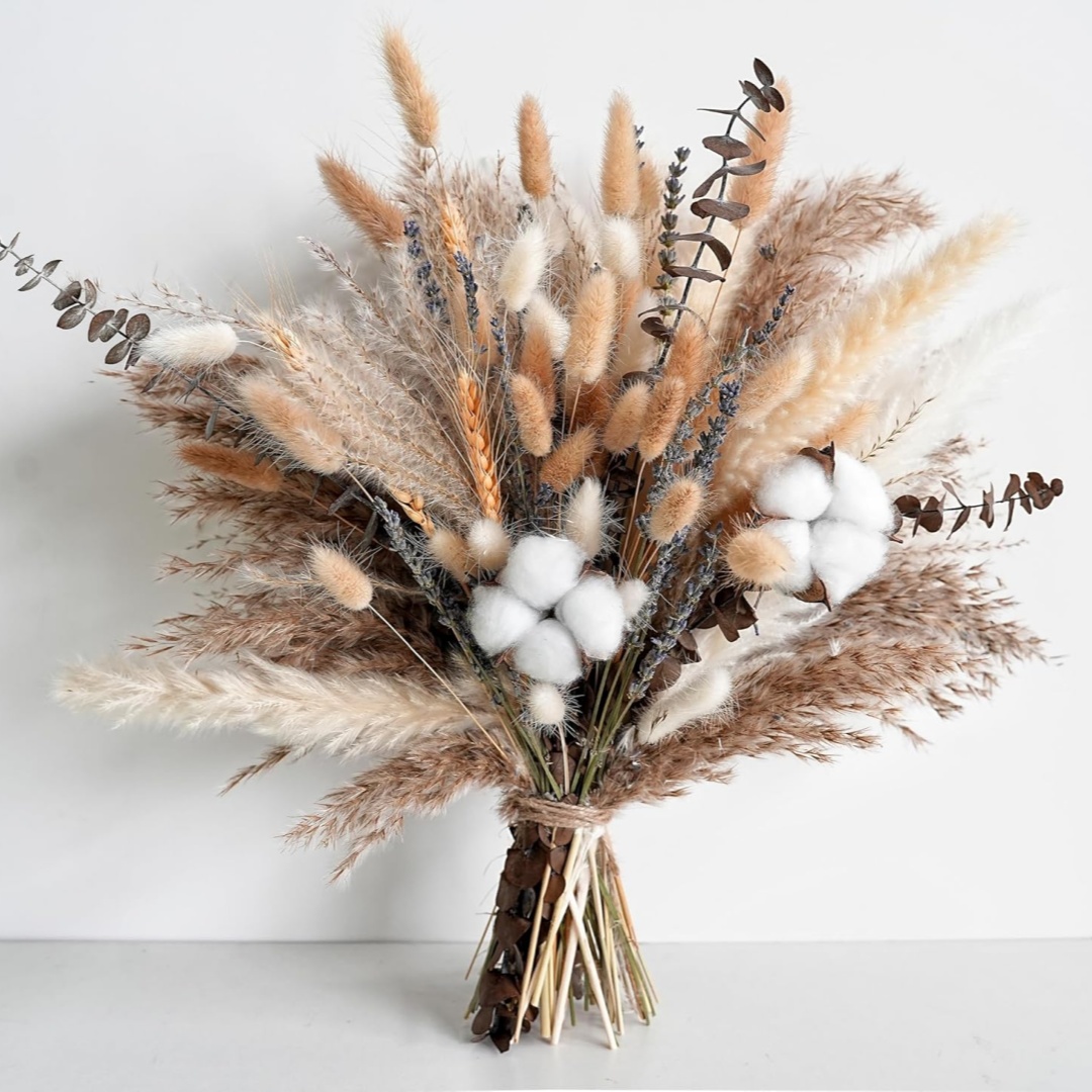 108pcs Dried Flower Pampas Bunny Rabbit Tail Grass Bouquet Boho Home Vase Room Living Seasonal Decor Artificial Flowespampa Fake 's Tail Wedding Party Decoration Festival Gift