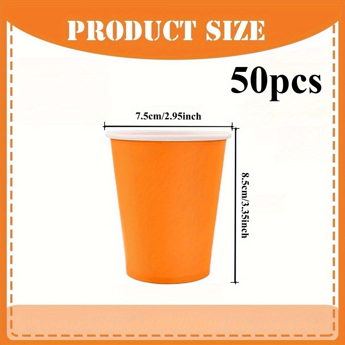 Image of Of 50 Disposable Paper Cups Suitable For Hot And Cold Beverages, Perfect For Events Like Birthdays, Barbecues, Picnics, Weddings, Projects, Halloween, And Other Party Needs