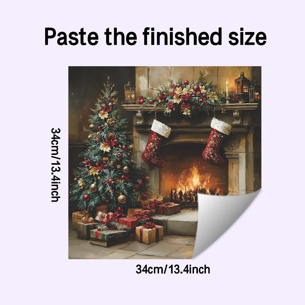 Christmas Christmas Tree Fireplace Socks Kitchen Glass Cabinet Home Decoration Wall Sticker Mural Self-adhesive