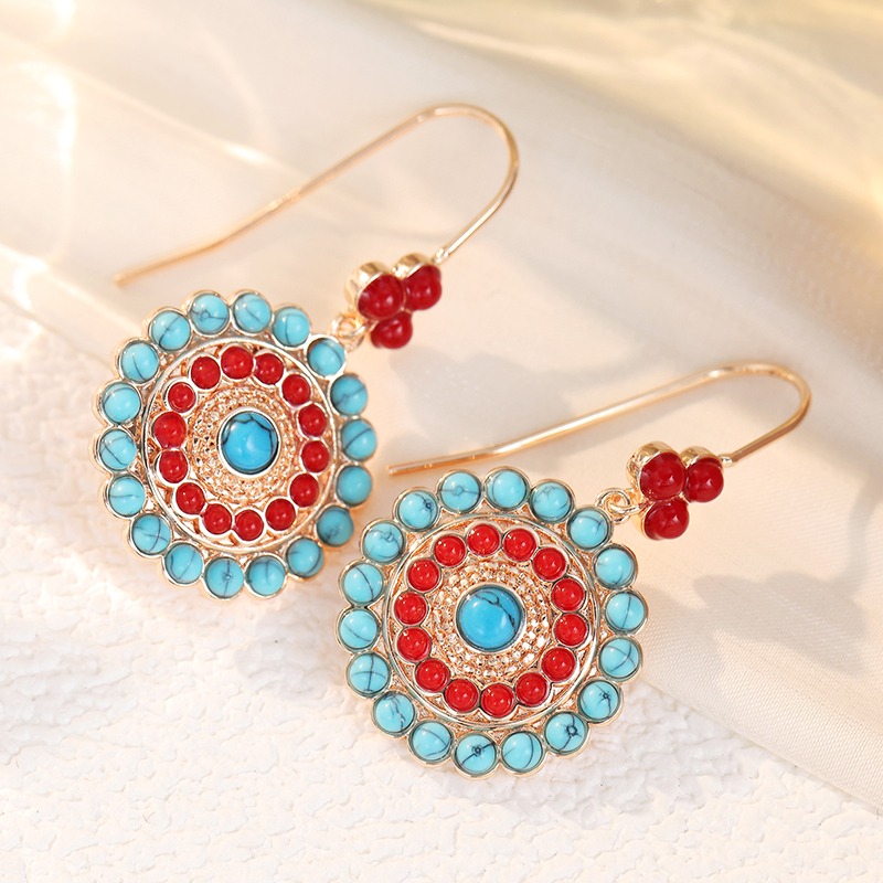 Bohemian Retro Sunflower Earrings, Exotic Style