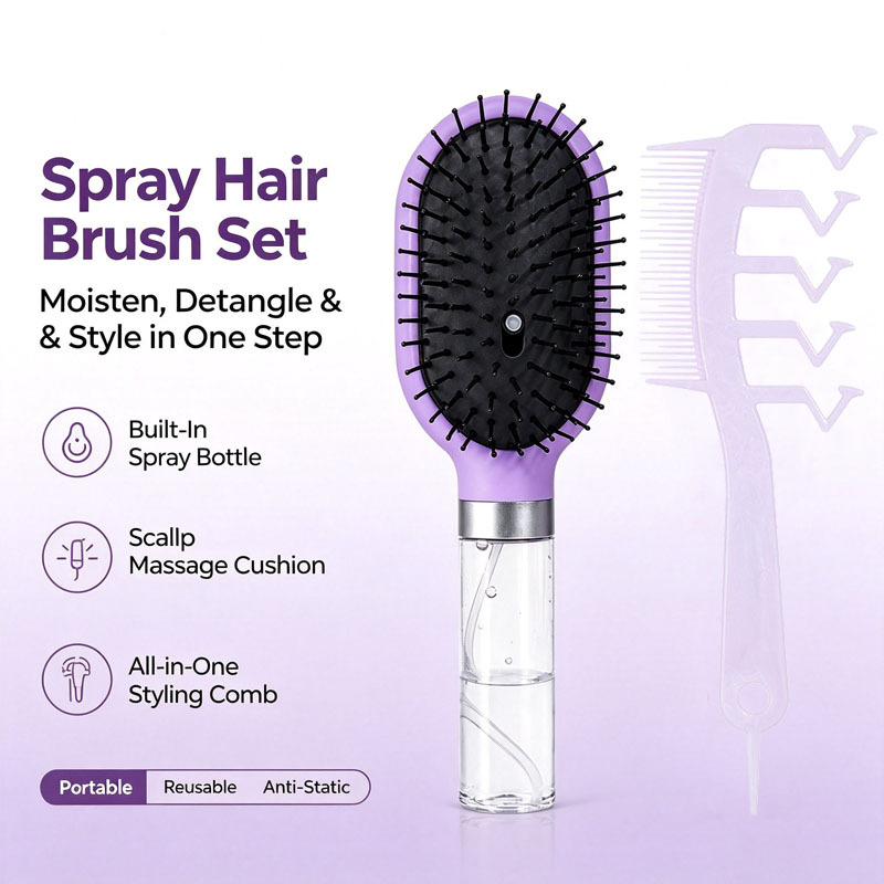 2pcs WanMei 2-in-1 Hair Styling Tool & Detangling Brush