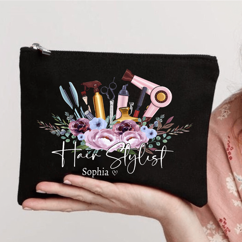 TEMU Personalized Hair Stylist Makeup Bag - Custom Design, Lightweight Zipper Closure, Durable Cosmetic Organizer For Salon, Travel, Gift For