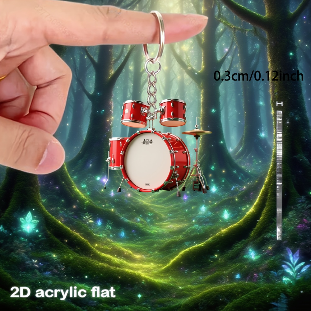 TEMU Llave de Acrílica 2D - Diseño Divertido de Tambor y Patrones Originales. Decoración Versátil Ideal para Bolsos, Decoración de Coches, Llaves,