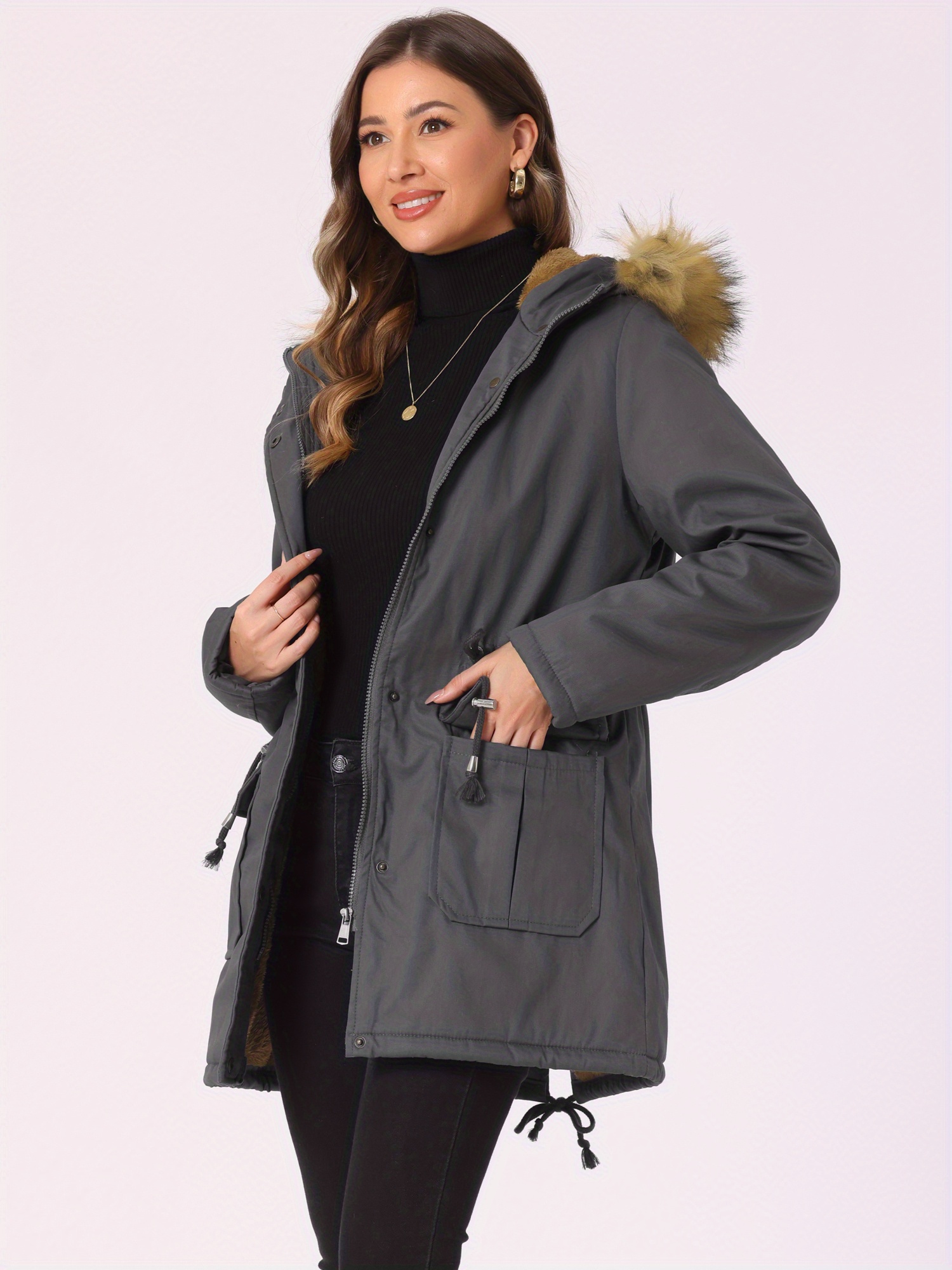 値下げ中　SUNAOKUWAHARA desert weather coat women's casual polyester parka jacket solid color windproof