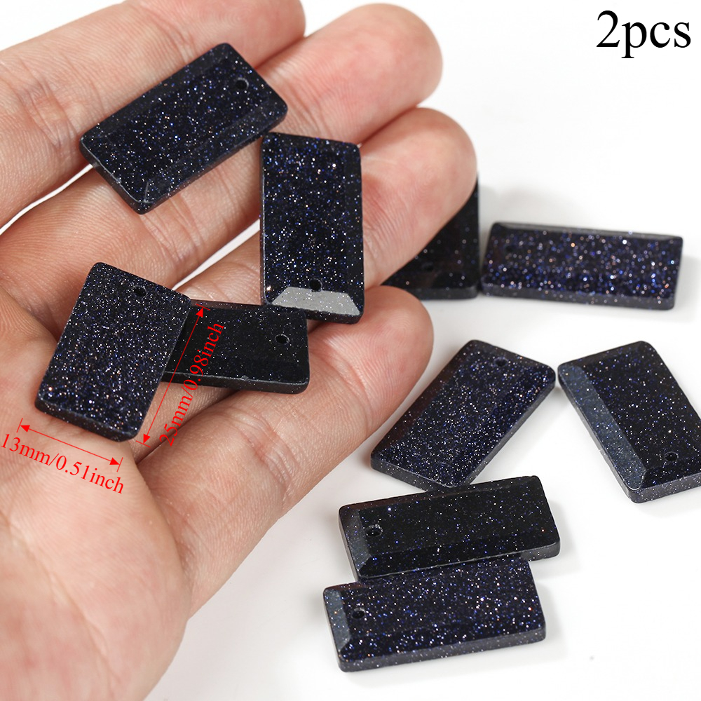 TEMU 13x25mm 2pcs Natural Stone Pendant Blue Sandstone Loose Pendant For Making Additions
