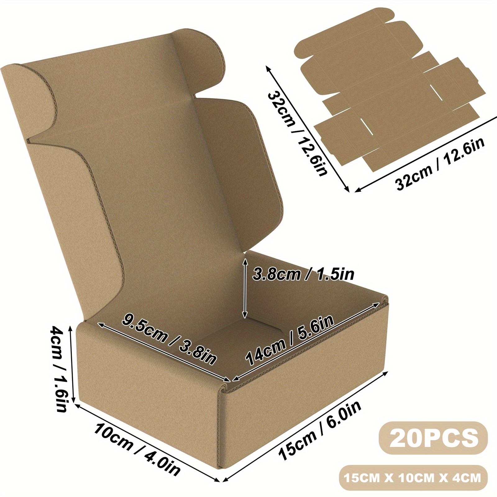 TEMU 20pcs Brown Packaging Box Gift Box Shipping Box Carton Foldable Cardboard Box Packing Box Multiple Sizes