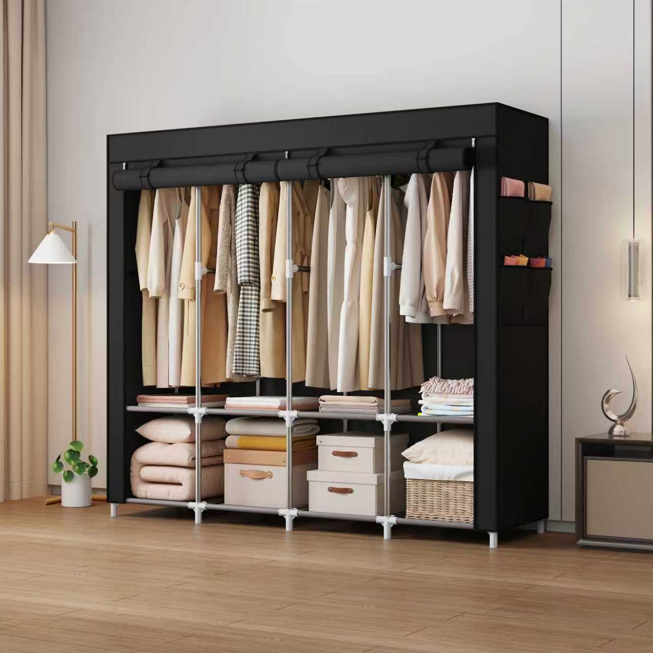 TEMU New Year Home Organization Essentials! 4-row Wardrobe Suitable For New Year Winter Home, 4-row Classified Storage Space, Can Store Clothes And
