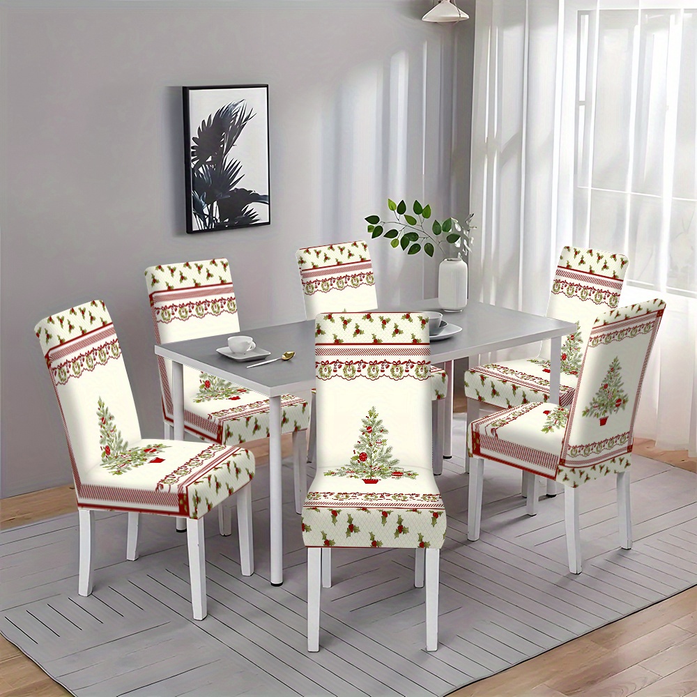 

2/4/6pcs Printed Chair Cover Holiday Decoration Full Set Table And Chair Cover Seamless Home Stool Cover