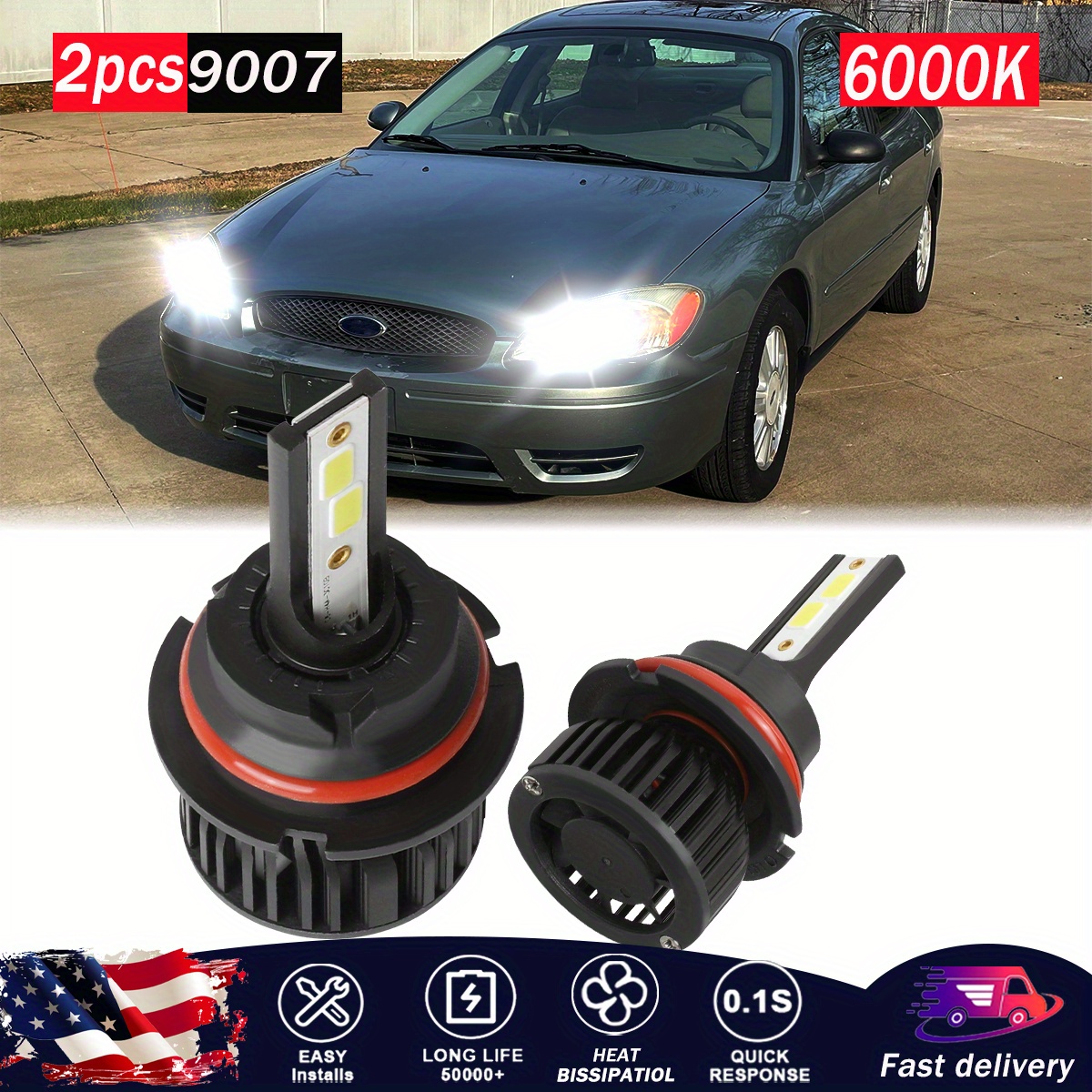 Car 9007/HB5 LED Headlight Kit Bulbs For Ford Crown Victoria 2011-2006 H/L Beam