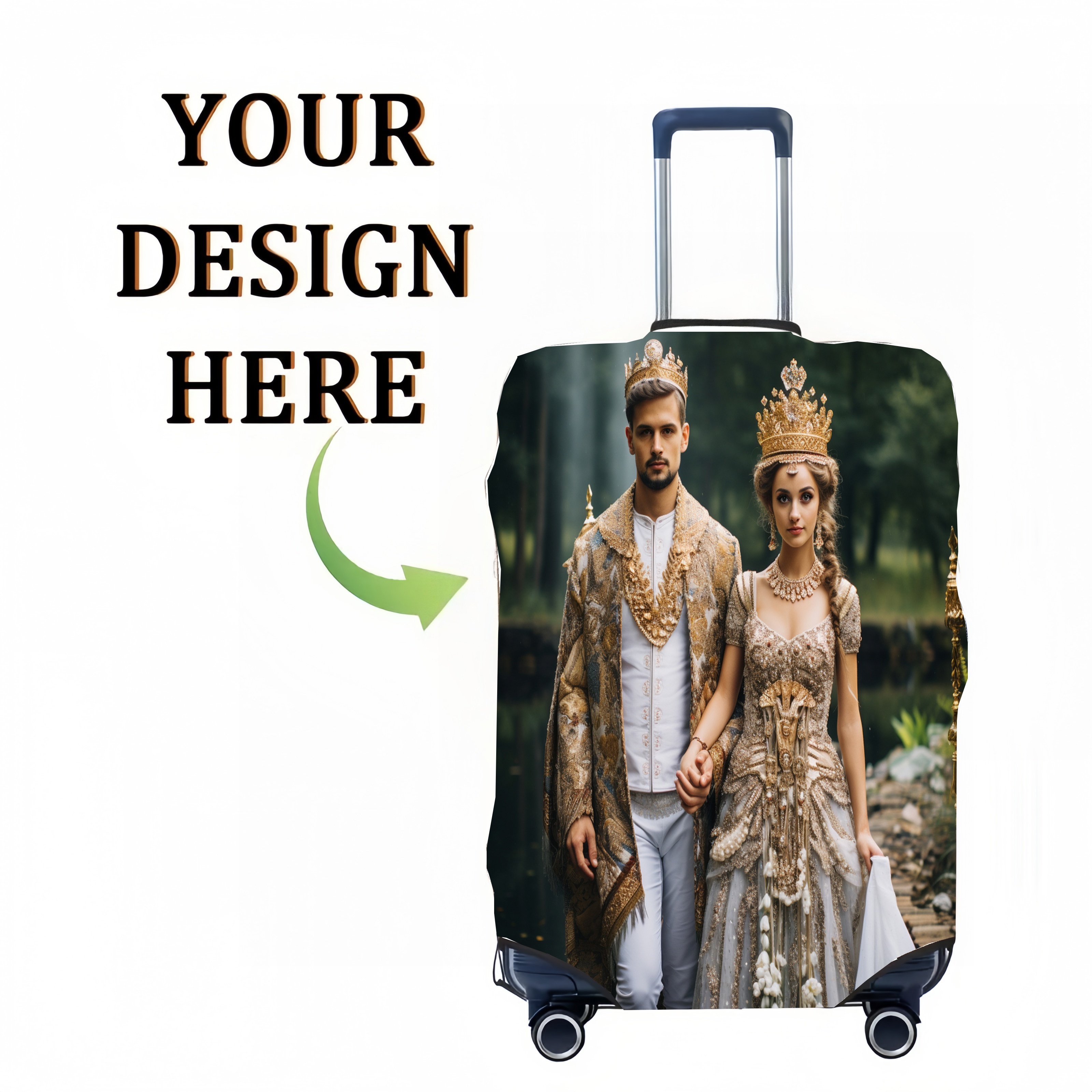 TEMU [washable Convenience] Customizable Luggage Cover With Personalized Photo & Text â Washable Polyester Suitcase Protector For 18-32 Inch