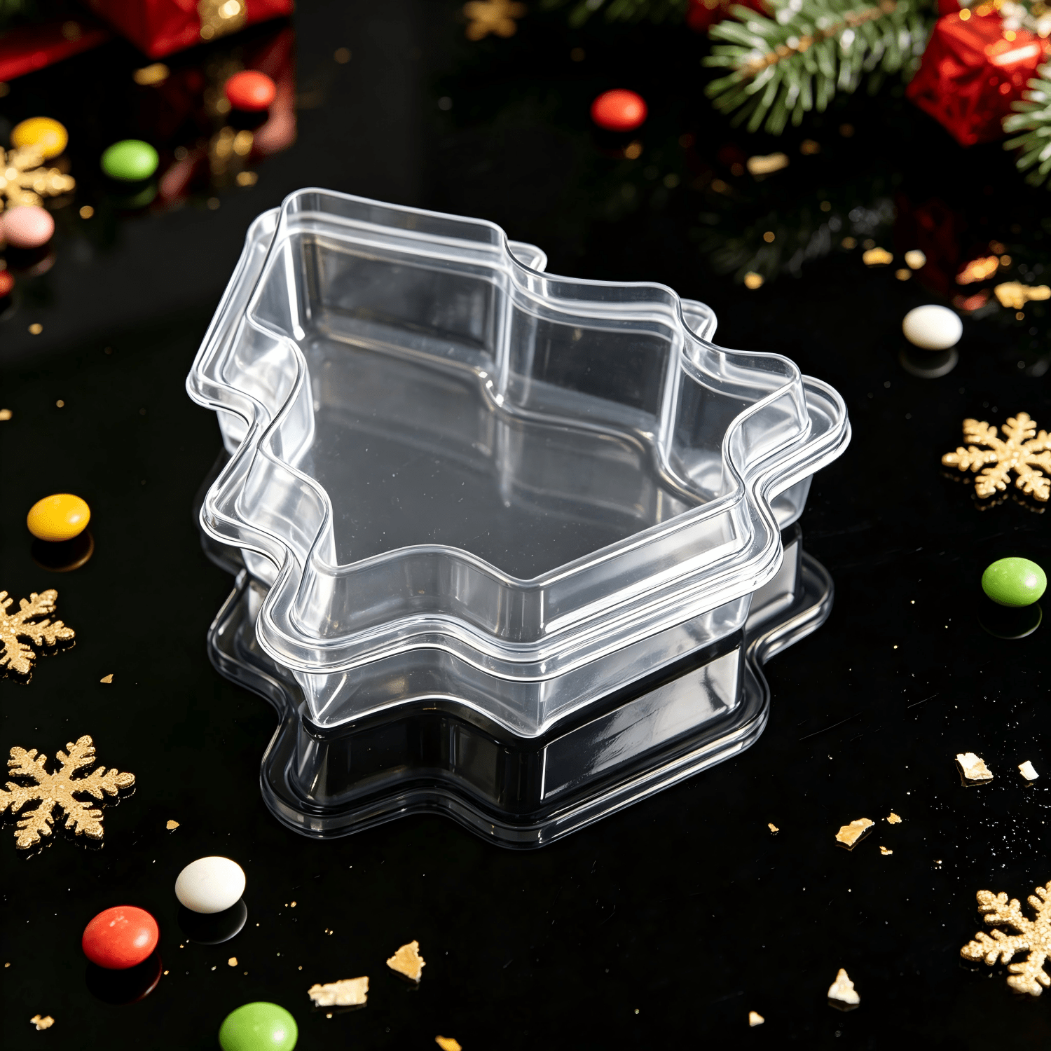 Image of 10pcs Set: 5 Boxes + 5 Lids, Christmas-themed Tree Dessert Containers With An Elegant , Ideal For Serving Desserts, Chocolates, And Sushi For Valentine's Day, Easter, And Thanksgiving Celebrations
