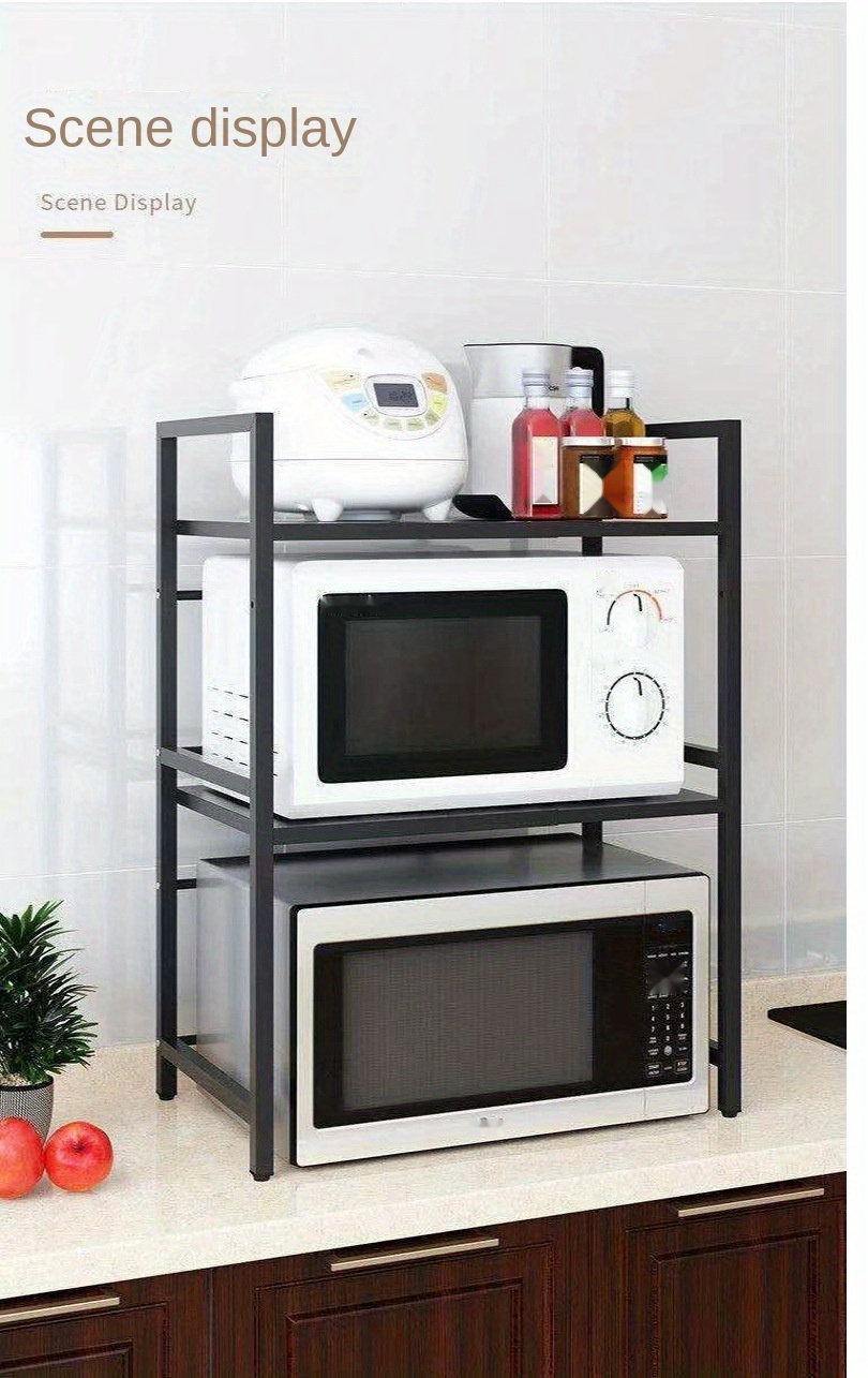 Microwave Oven Rack, Expandable Microwave Oven Rack for Countertop Kitchen Utensil and Tableware Storage, with 6 Hooks, Carbon Steel Microwave Oven Shelf Countertop with Hooks - Mother's Day Gift for Wife - Kitchen Storage 21 Microwave Oven Rack, Expandable Microwave Oven Rack for Countertop Kitchen Utensil and Tableware Storage, with 6 Hooks, Carbon Steel Microwave Oven Shelf Countertop with Hooks - Mother's Day Gift for Wife - Kitchen Storage