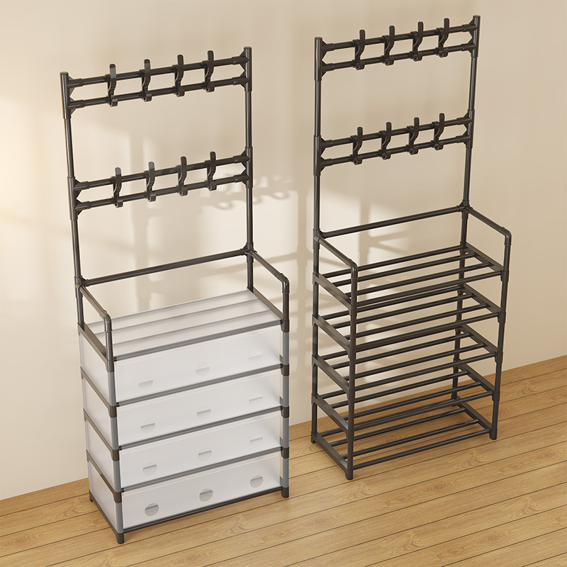 Simple Dustproof Shoe and Hat Rack, Multi-Layer Entryway Shoe Shelf for Home, Dorm, and Rental Apartments, All-in-One Shoe Storage Cabinet CS