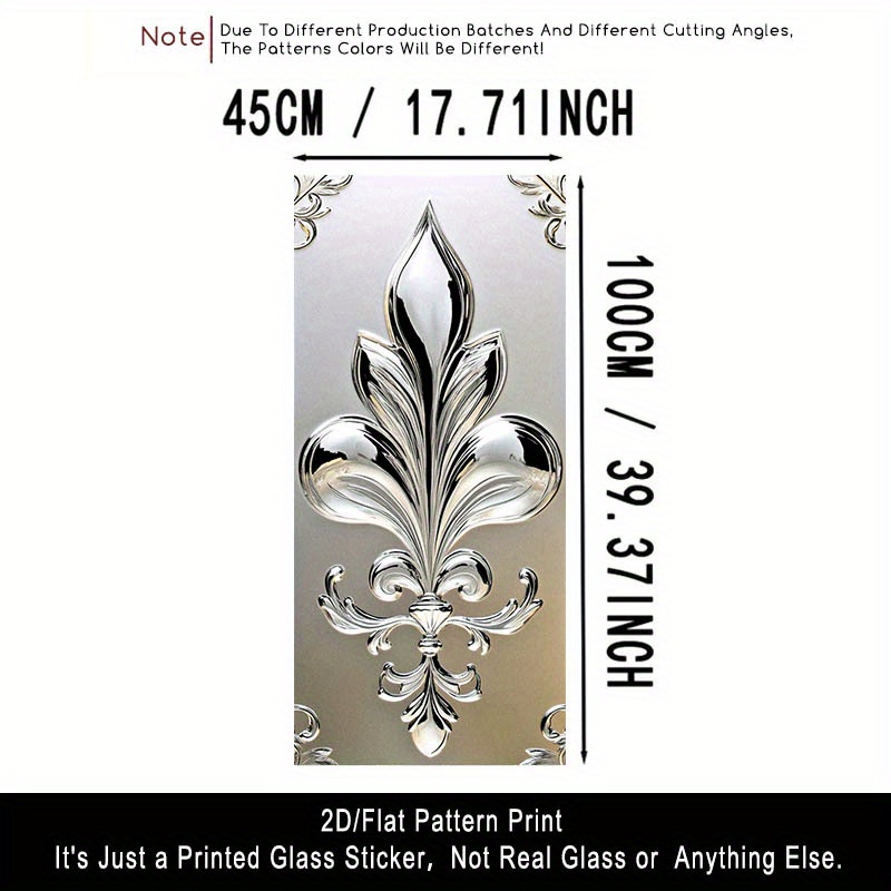 TEMU 2d Flat, 1pc 2d Flat 1pc Frosted Glass Film Silvery Gray Flower Layered Pattern Window Sticker, Semi Transparent Pvc Adhesive Door And Window