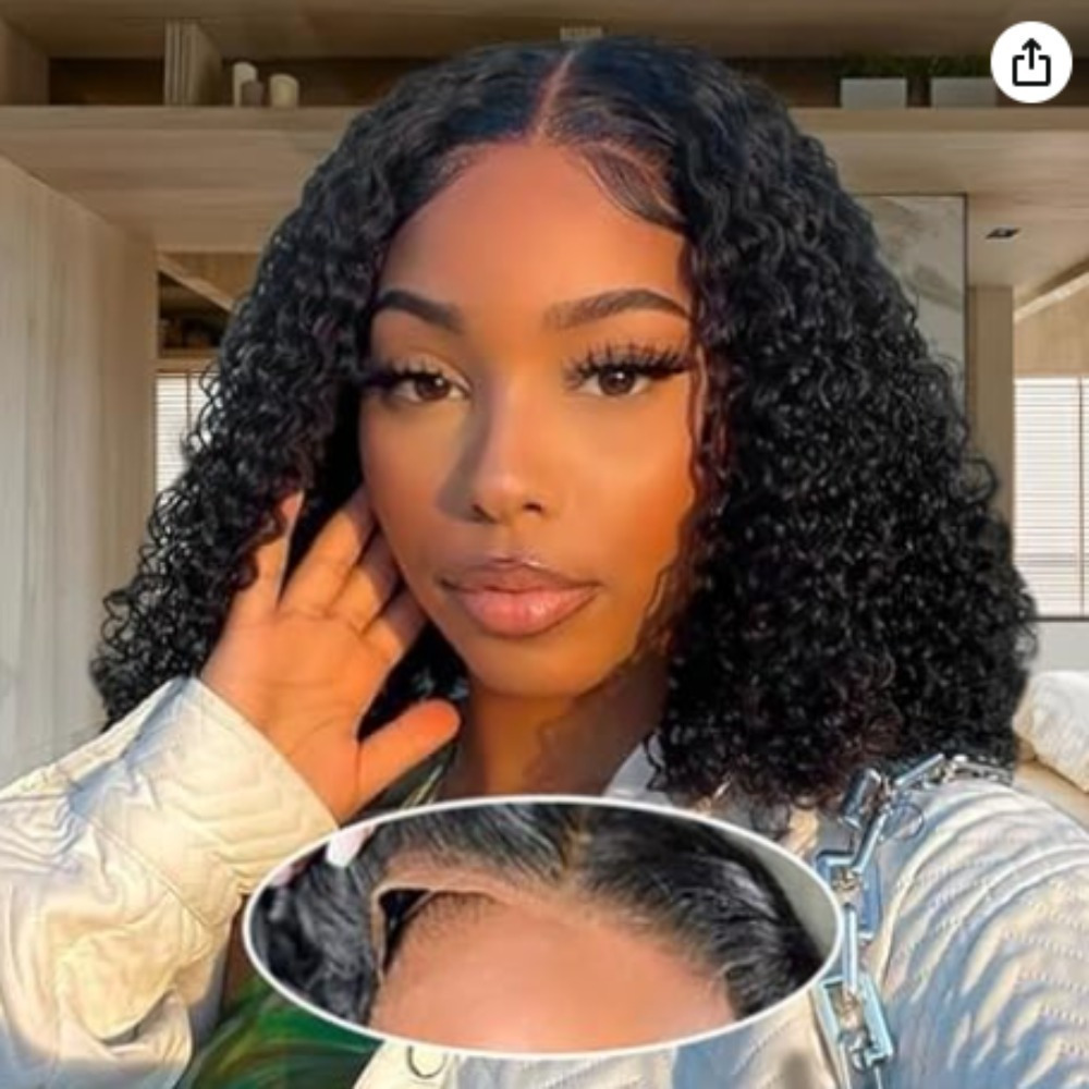 14 water wave lace front curly bob wig for women soft natural looking long lasting style 4x4 lace area high quality synthetic fibers casual or special occasions synthetic lace front wig details 2