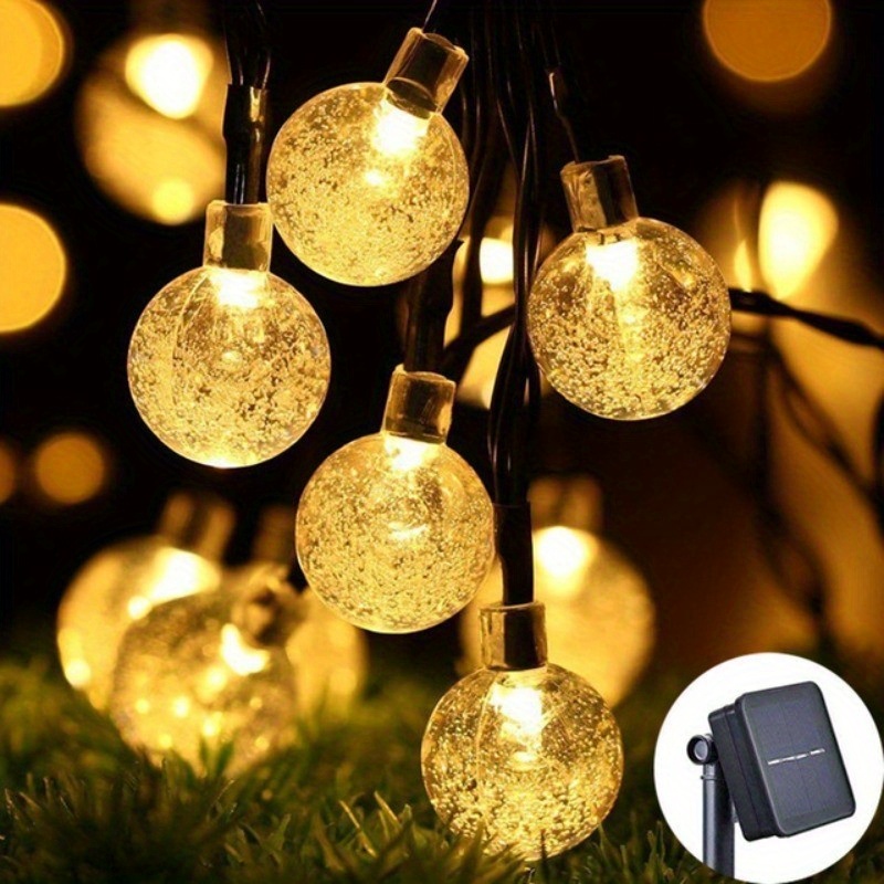 TEMU 20/ 30/ 50/ Led Garden Led Solar String Lights Bubbles Crystal Ball Fairy