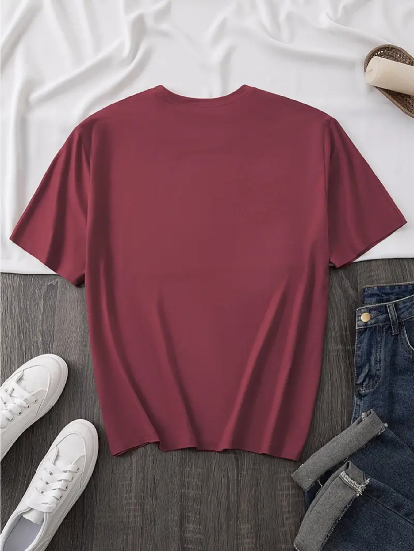 Letter print t-shirt, short sleeve crew neck casual top, Women's clothing