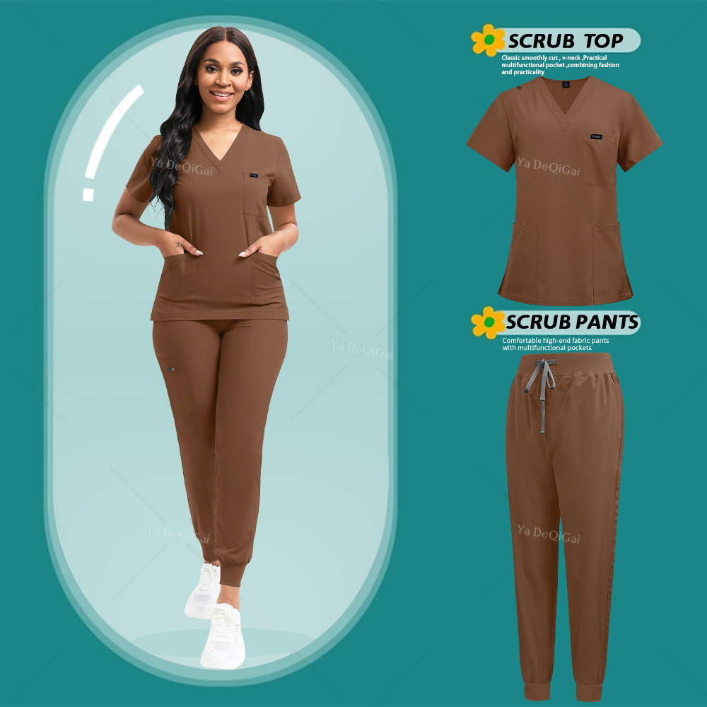 TEMU Stretch Scrubs Dames Set Verpleegstersuniformen Scrubs Set Verpleegster Dokter Werkkleding Scrubs Top + Joggingbroek