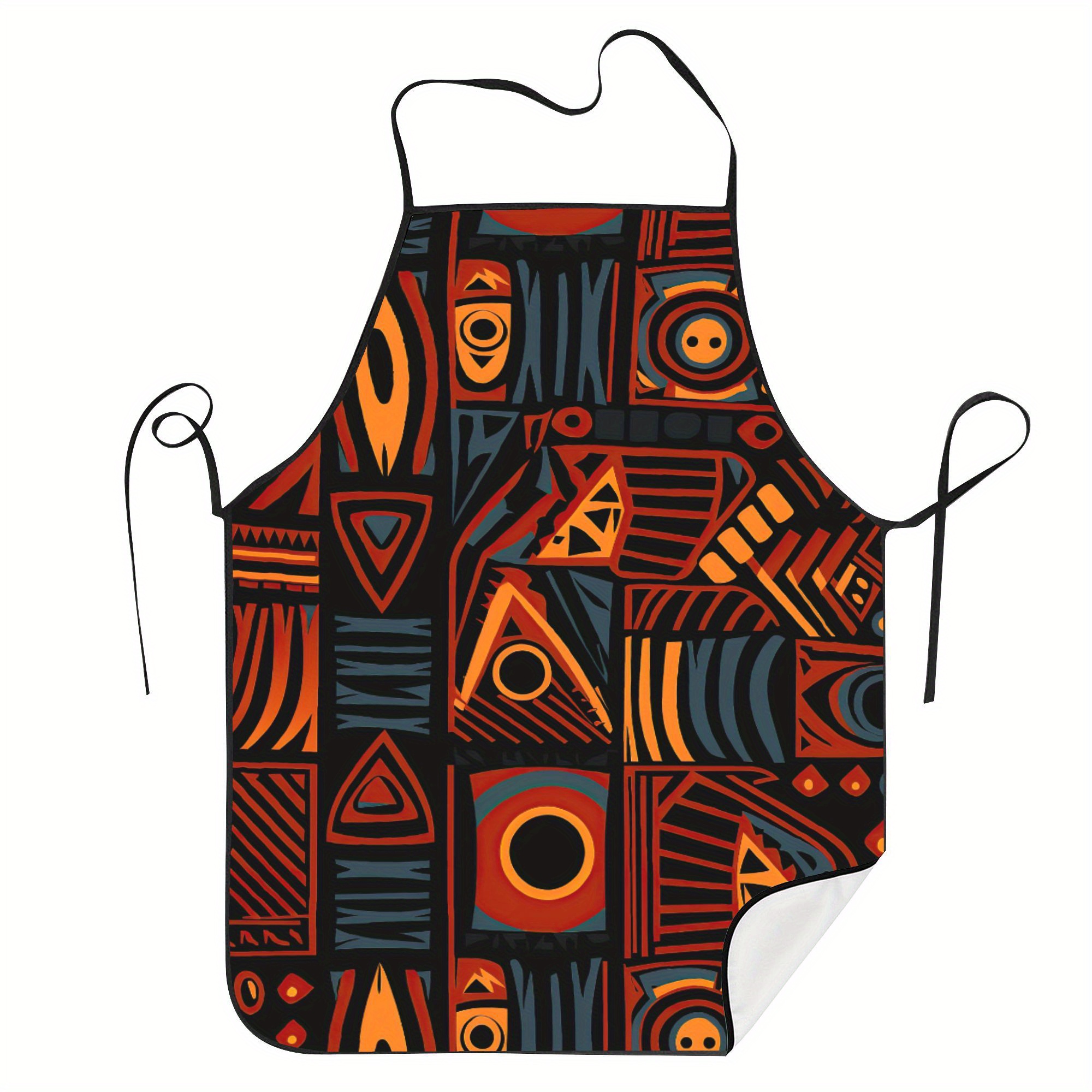 

Vibrant African-inspired Pattern Apron – Geometric And , Polyester, Ideal For Cooking & Restaurant Use, Hand Washable, Restaurant Apron|vibrant Pattern Apron|smooth Texture Apron