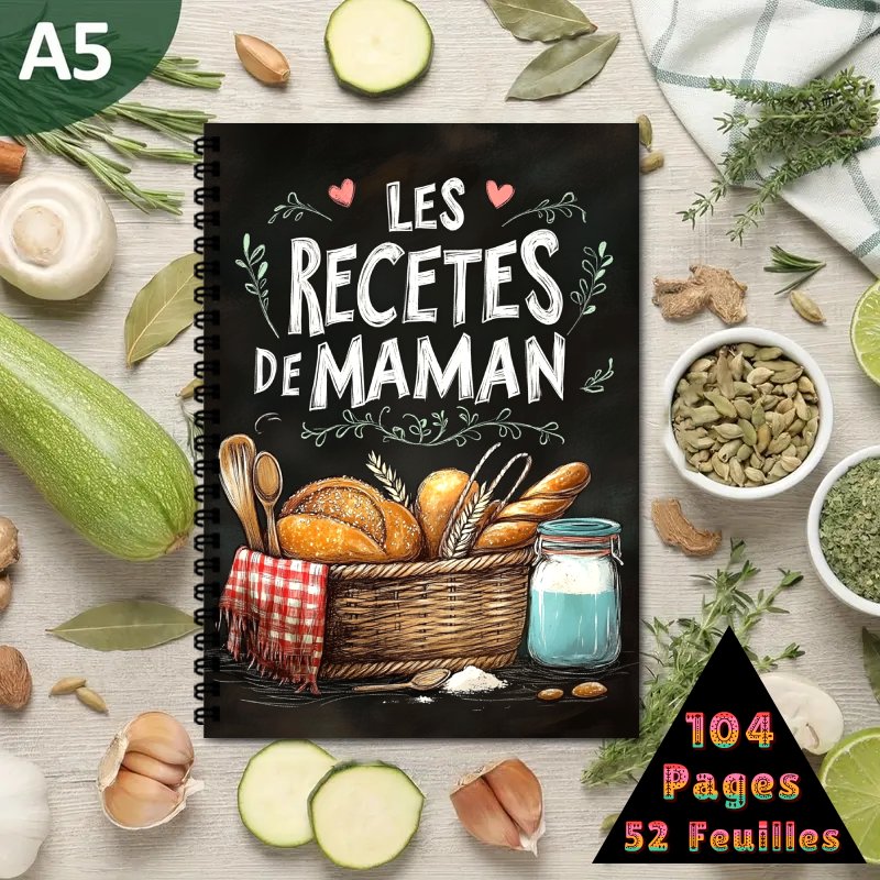 TEMU 1pc Livre de Recettes Français | Carnet à Reliure Spirale A5 Collection de Recettes pour Hommes et Femmes - Peut Contenir Jusqu'à avec Design de