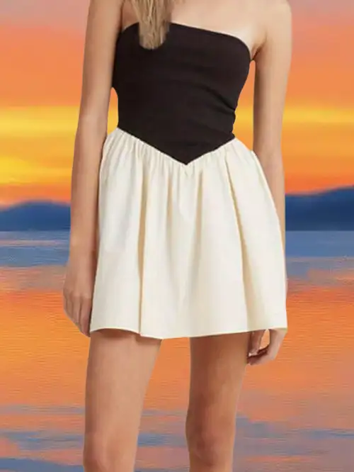 strapless flowy dress short Arnsht Women's 2025 Summer Strapless Tube Mini Dress Off Shoulder Smocked Ruffle A Line Flowy Sleeveless Solid Color Short Dresses Pink XL