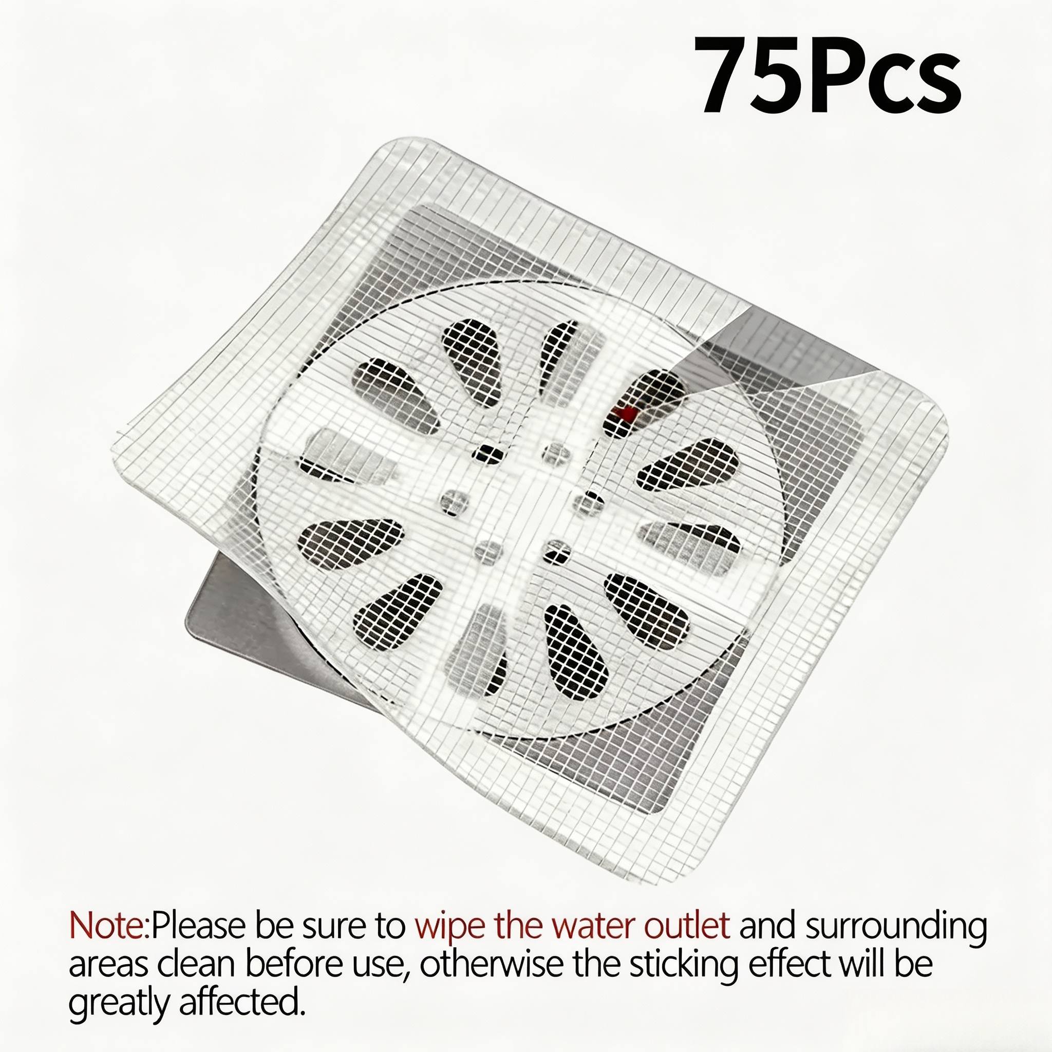 TEMU 75pcs Disposable Self-adhesive Floor Drain Stickers, Shower Drain Hair Catcher Filter Screens, Anti-clog& Insect-proof Drain Mesh Covers For