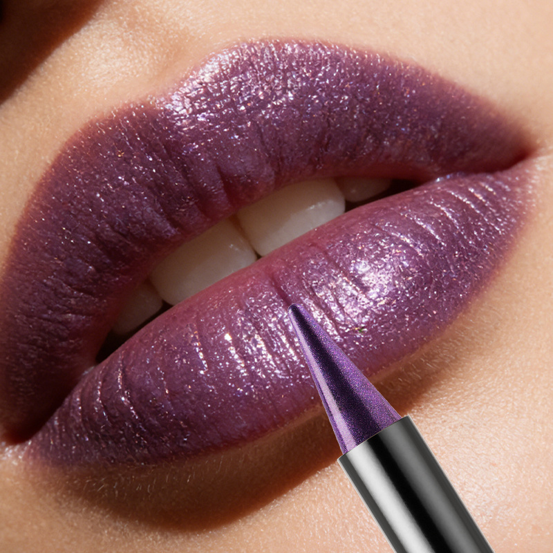 2 komada Metalik Sjajni Ljubičasti Set za Usne: Olovka za Usne, Ulje za Usne, Ruž za Usne za Žene, Dugotrajan, Lako se Nanosi, Vodootporan i Otporan na Znoj, Ne Blijedi Lako, Idealno za Svakodnevnu Upotrebu i Zabave